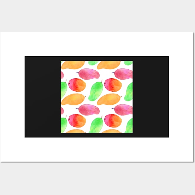 Bright watercolor mangoes Wall Art by runlenarun